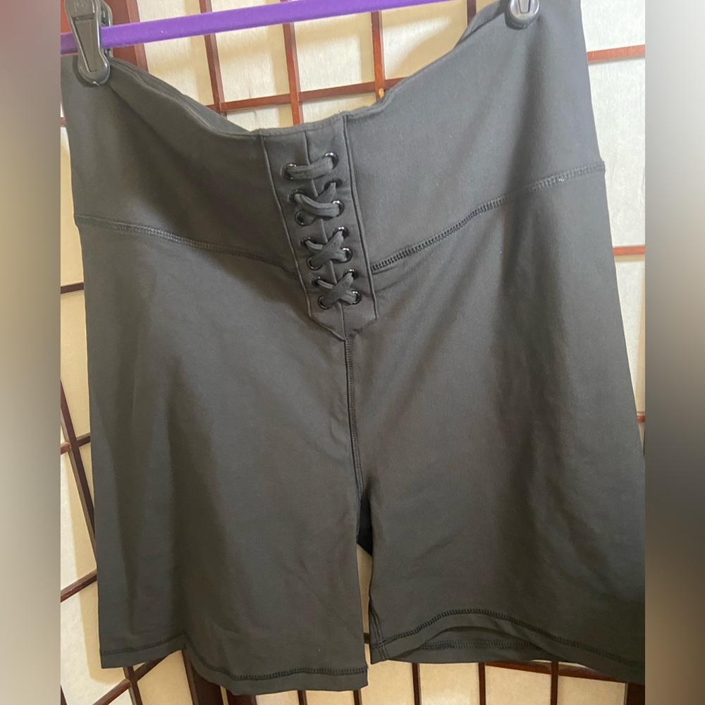 NWT weworewhat lace up solid black biker shorts size XL.